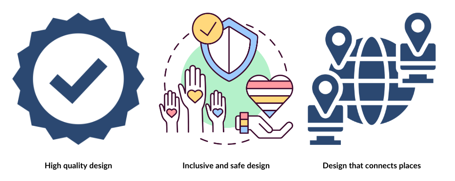 High quality design. Inclusive and safe design. Design that connects places.